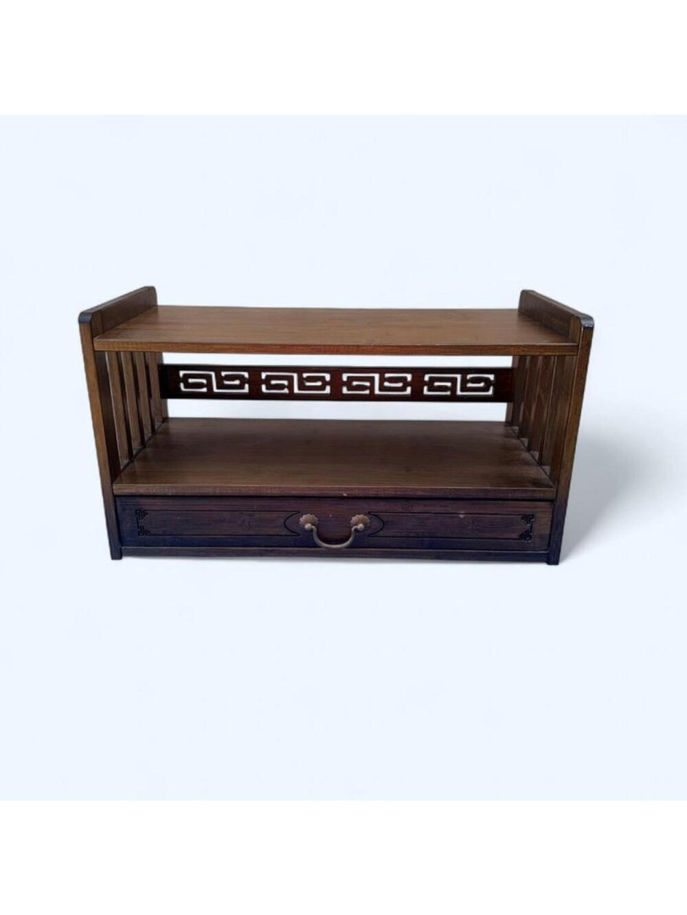 Dark Brown Wooden Shelf With Drawer